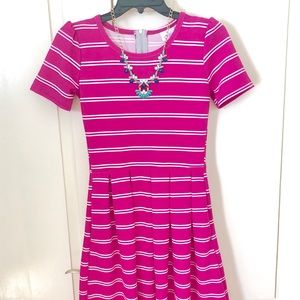 Lularoe striped fuschia pink Amelia dress